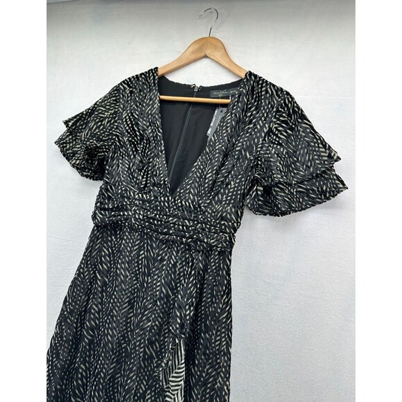 House of Harlow 1960 x Revolve Aury Maxi Dress Size S Zebra Print Deep V Neck - Picture 6 of 16